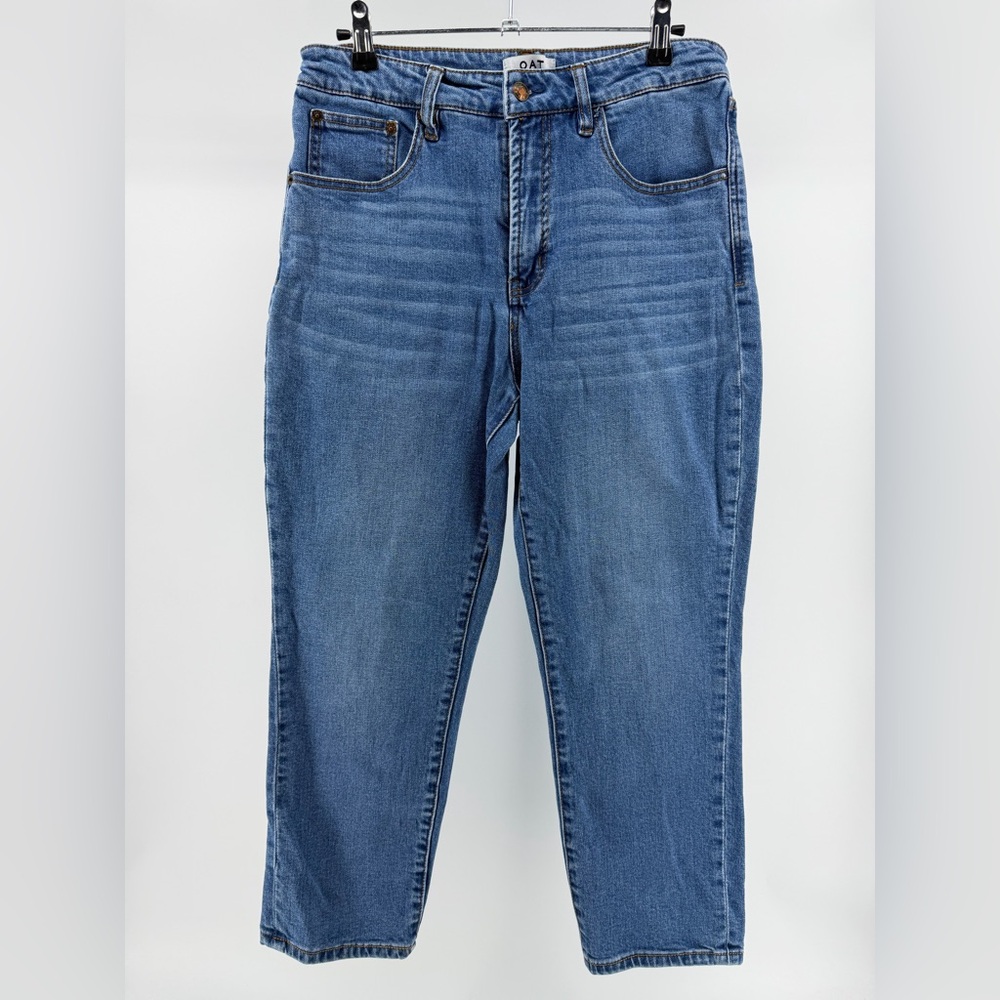 OAT New York High Rise Straight Crop Medium Wash Jeans, Women's 30